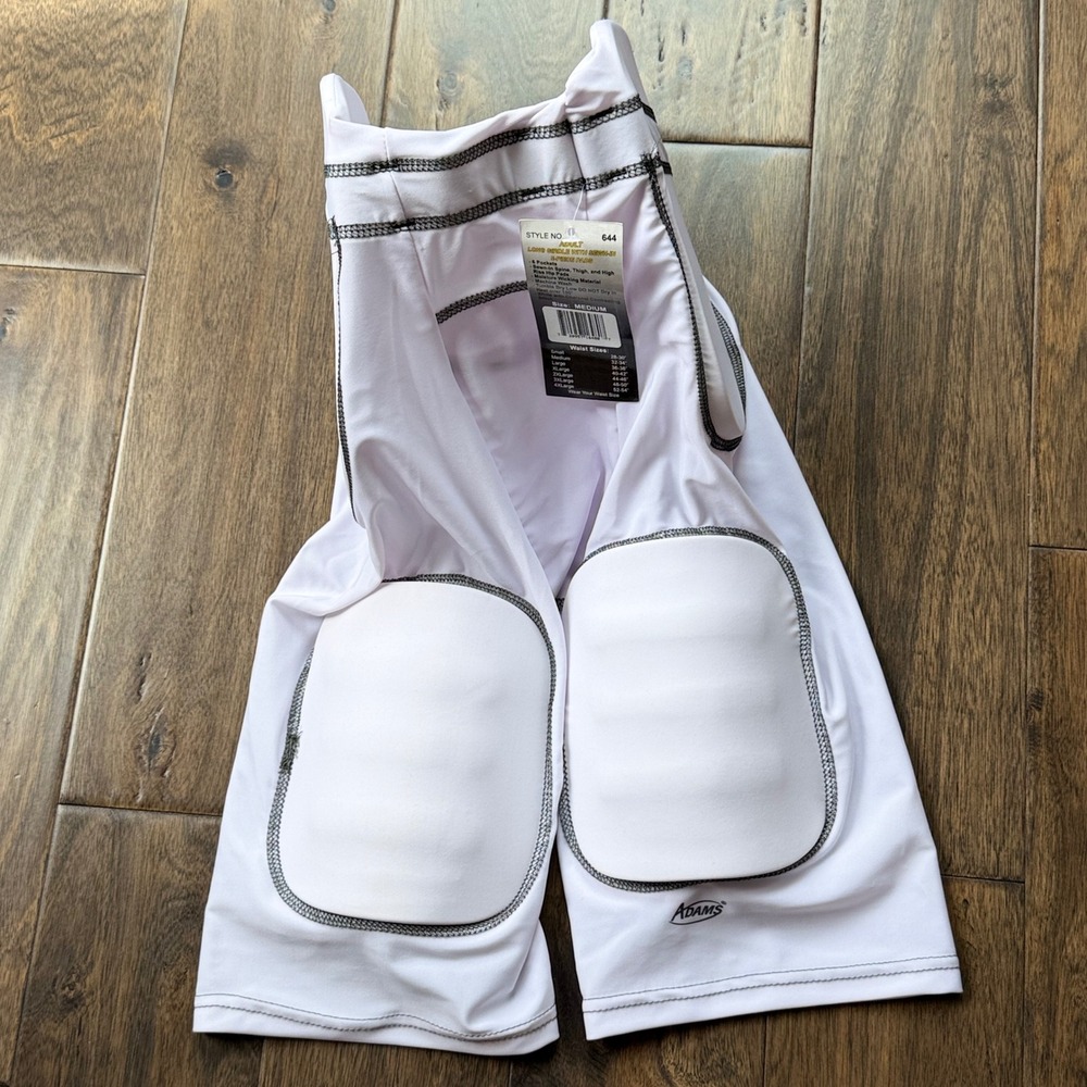 Adams Football Girdle Mens Medium White NEW 5-Piece Sewn-In Pads 644 Long Girdle